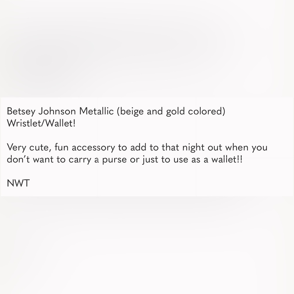 3 for 10.00!!
Betsy Johnson New York, NY Light beige/Metallic Wallet NWT - Picture 7 of 7
